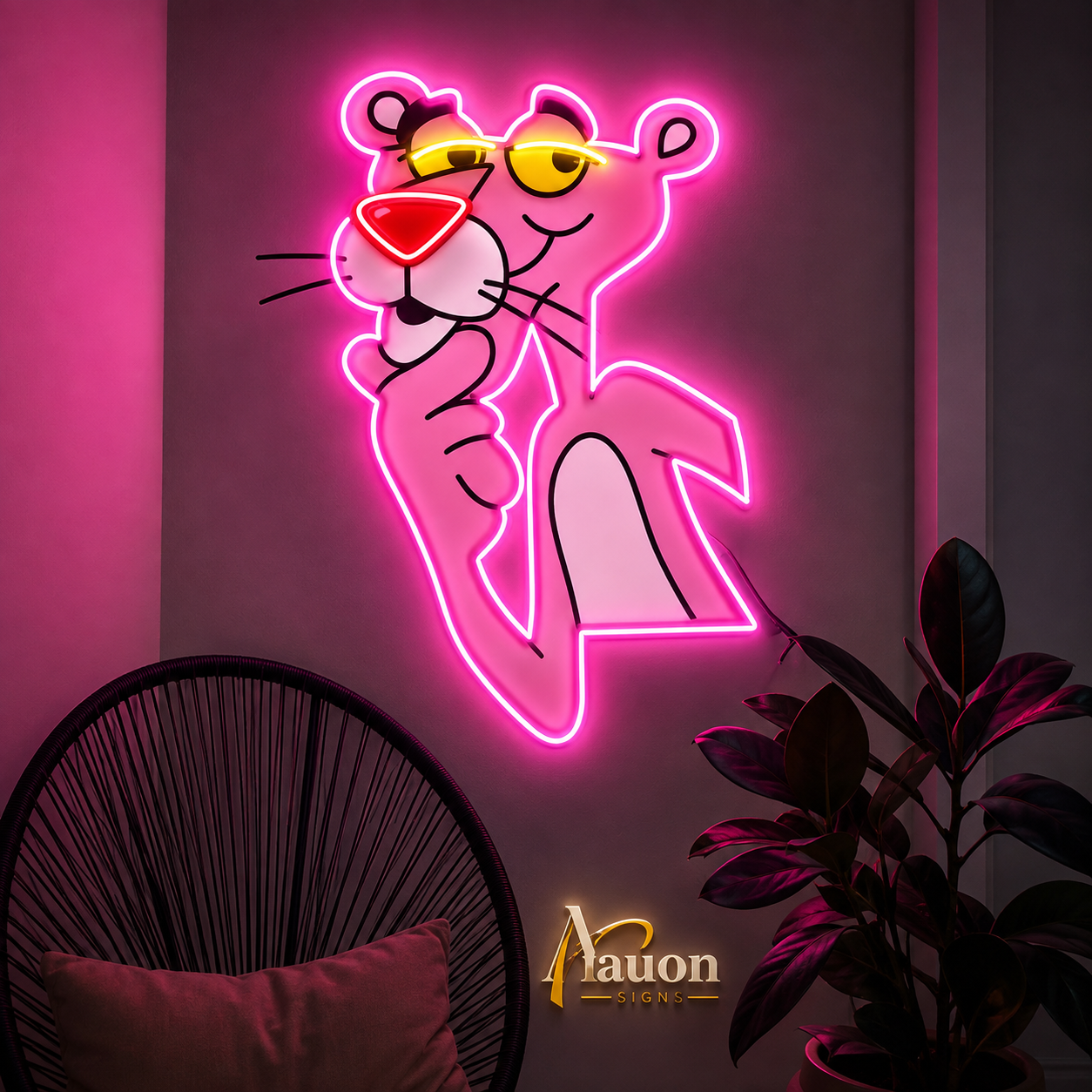 Pink Panther Neon Sign.