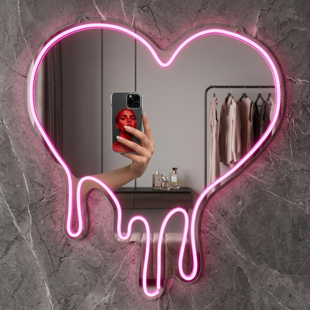 Heart Neon Selfie Mirror.